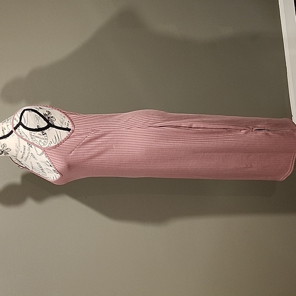 Pink Ribbed Spaghetti Strap Dress - Picture 2 of 4